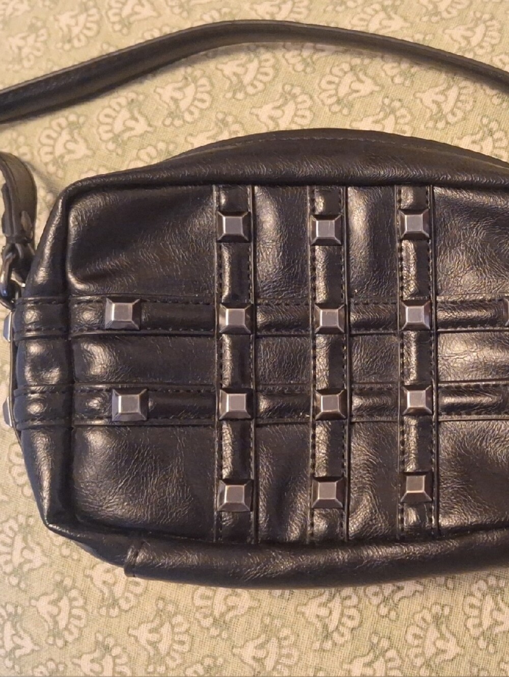 Black Studded Leather Crossbody Bag